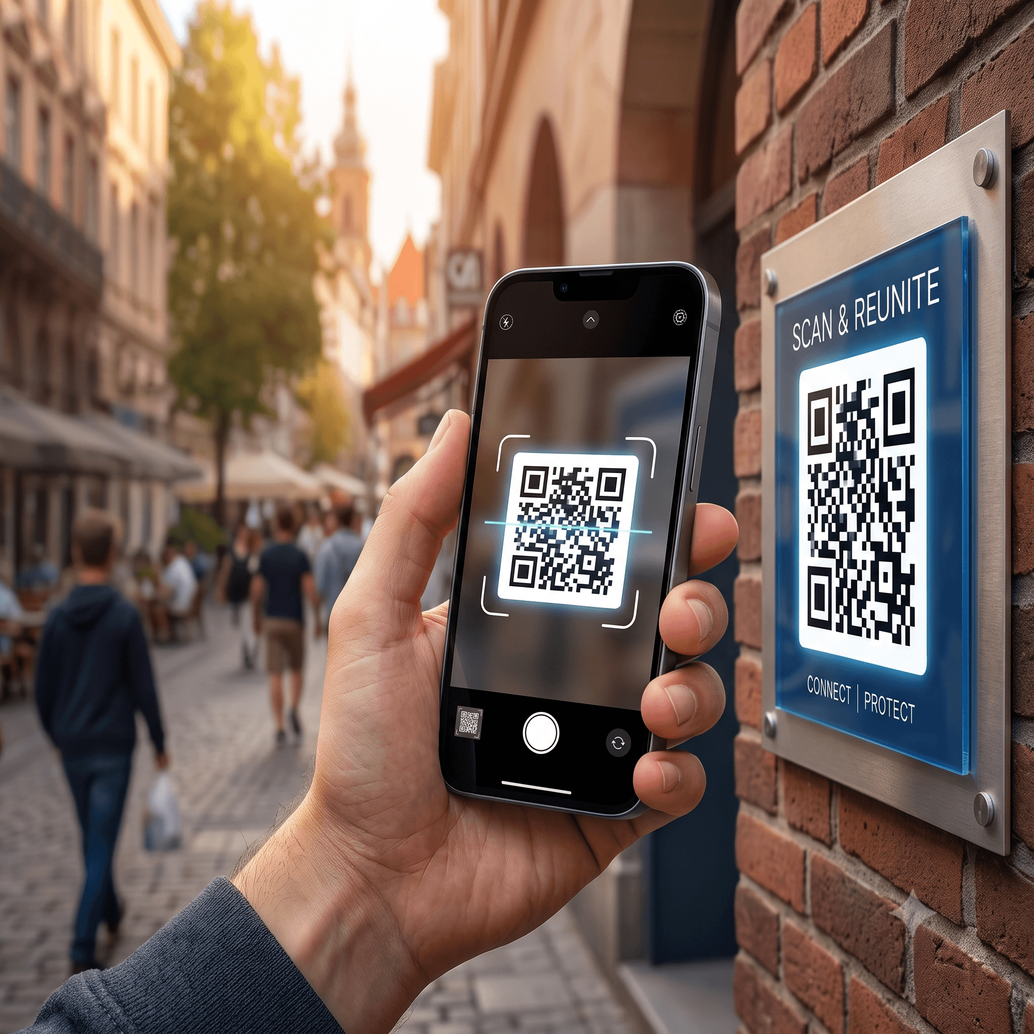 belongoo QR sticker protecting a vehicle